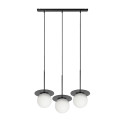 Triple ceiling pendant lamp BORRA B 3L black with strip and white glass lampshades UMMO