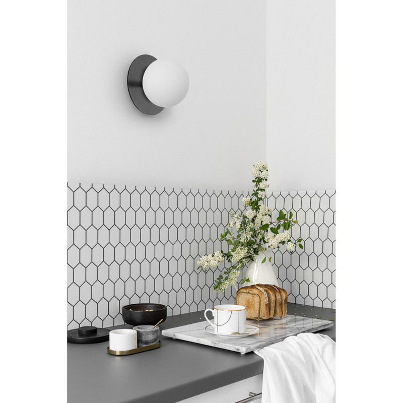 Wall lamp BORRA A modern sconce with black disk IP44 UMMO