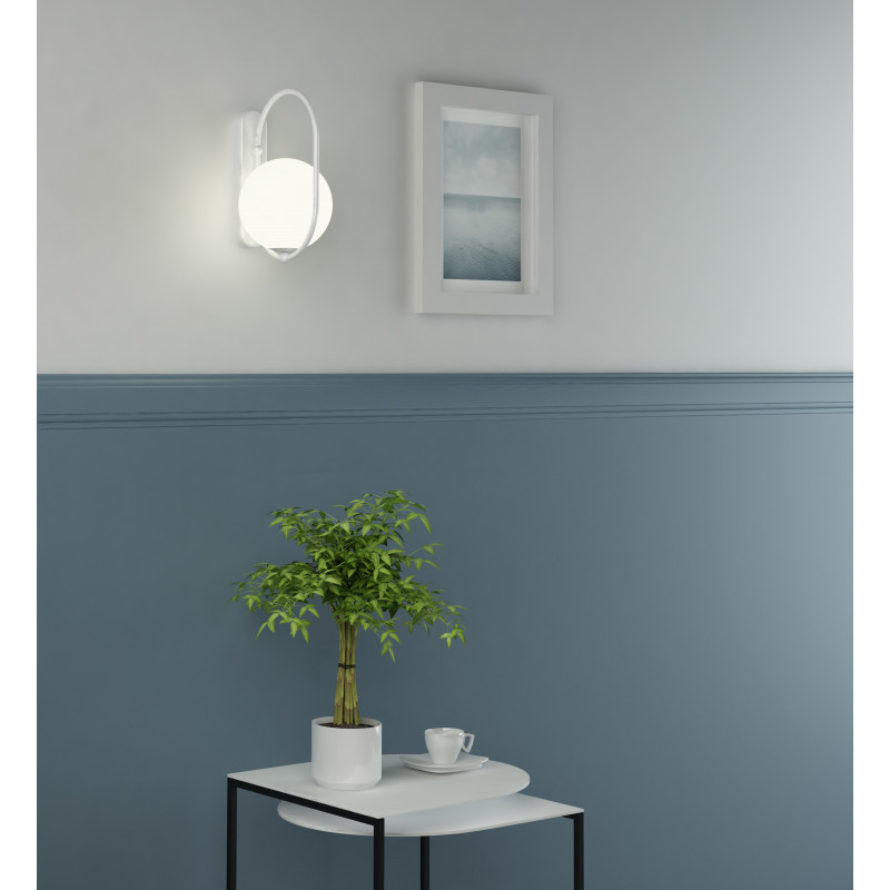 Wall lamp KOBAN D white oval frame and white glass lampshade UMMO