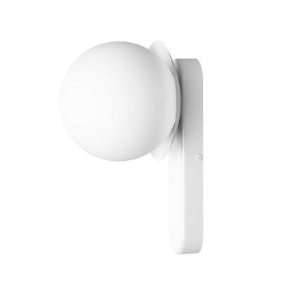 Lampa ścienna kinkiet KUUL D białe mocowanie ścienne z białą szklaną kulą UMMO