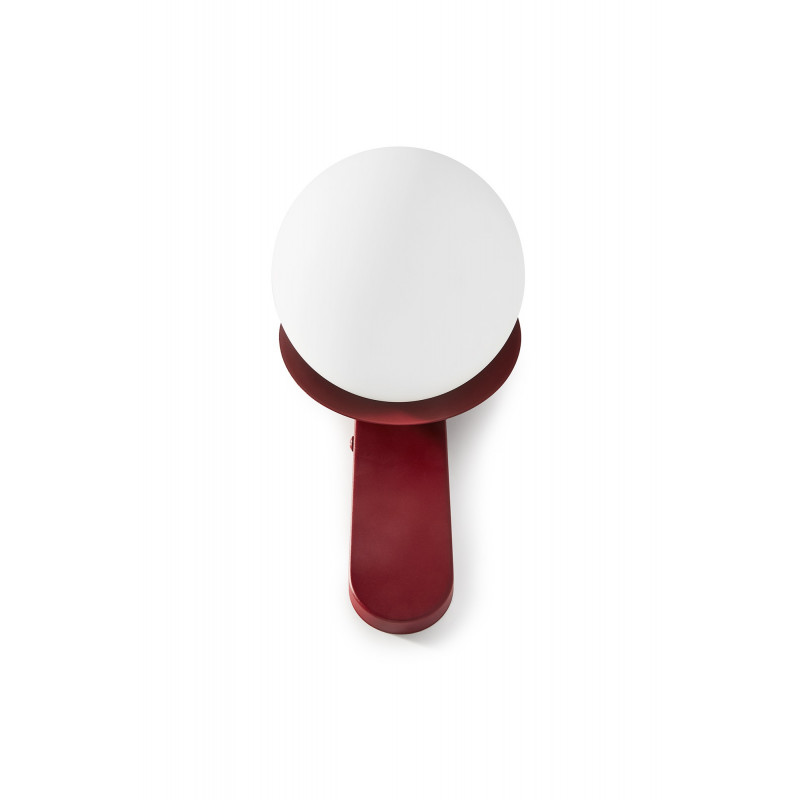 Wall lamp sconce KUUL D burgundy wall mount with white glass ball UMMO