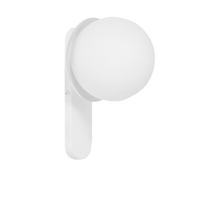 Lampa ścienna kinkiet KUUL D białe mocowanie ścienne z białą szklaną kulą UMMO