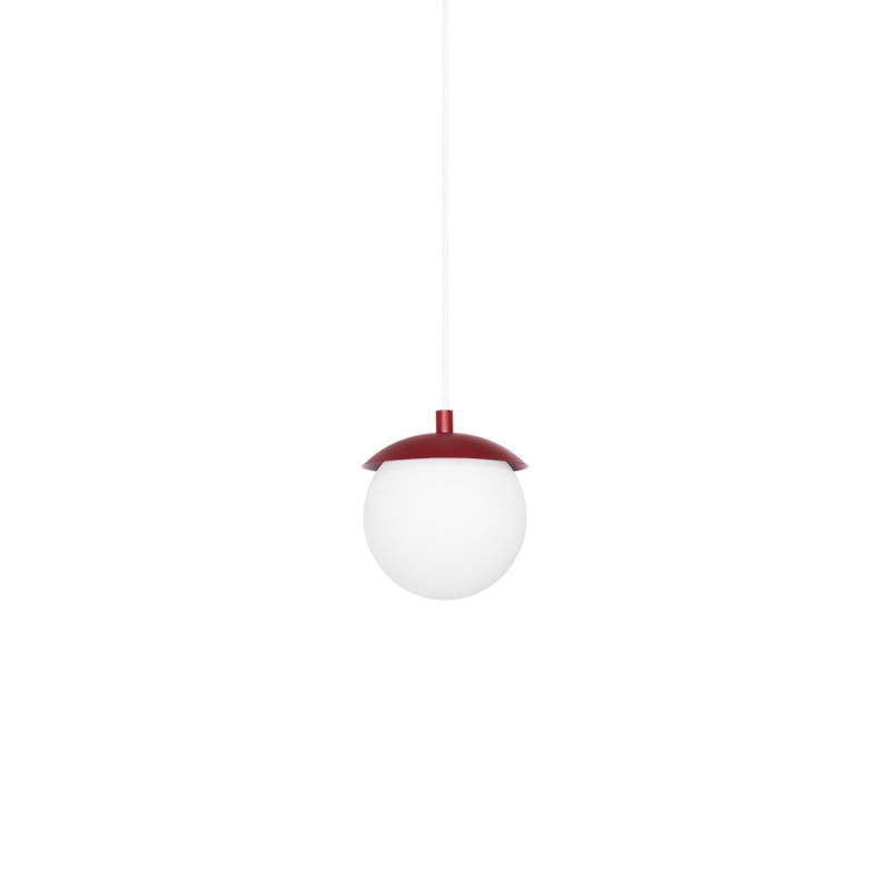 KUUL G ceiling pendant lamp, lampshade white ball, burgundy frame UMMO