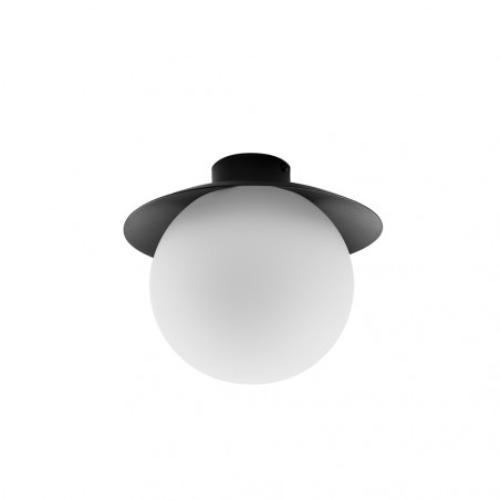 Lampa sufitowa plafon KUUL C czarne mocowanie i biała szklana kula UMMO