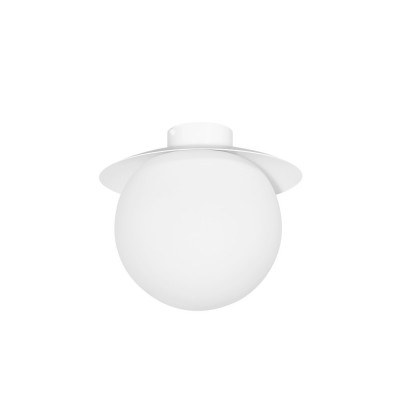 Lampa sufitowa plafon KUUL C białe mocowanie i biała szklana kula UMMO