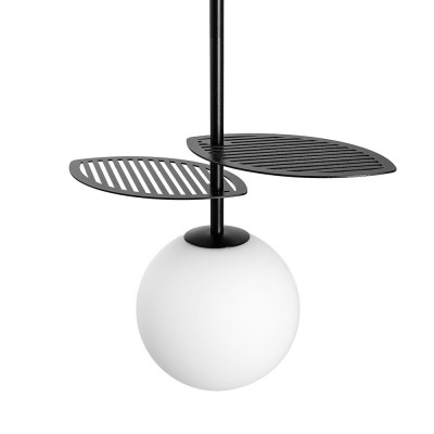 Decorative black hanging lamp FYLLO A with black cord in polyester braid UMMO