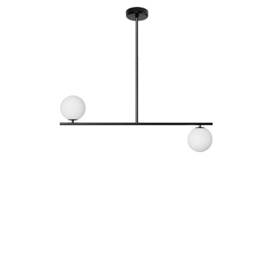 Ceiling lamp Suguri C in M size black on a tube with white glass balls UMMO