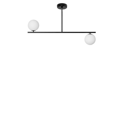 Ceiling lamp Suguri C in S size black on a tube with white glass balls UMMO
