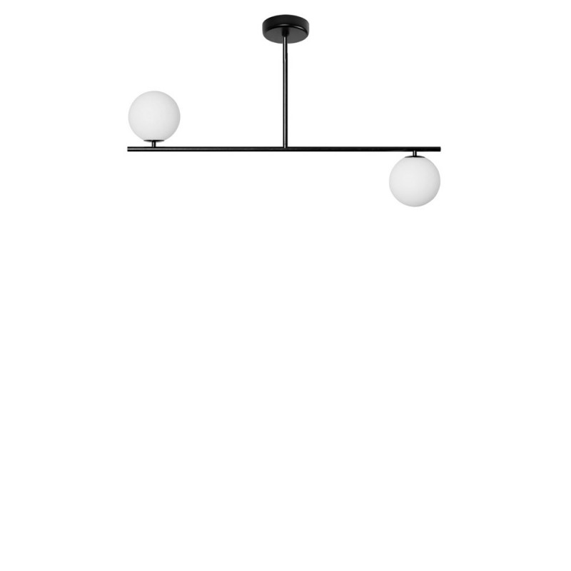Lampa sufitowa Suguri C w rozmiarze S czarna na rurce z białymi szklanymi kulami UMMO