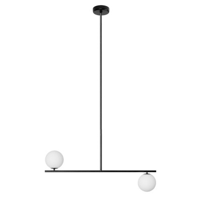 Lampa sufitowa Suguri C w rozmiarze XL czarna na rurce z białymi szklanymi kulami UMMO