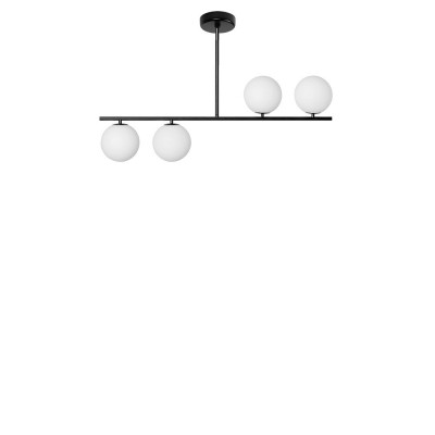 Ceiling lamp Suguri A in S size black on a tube with white glass balls UMMO