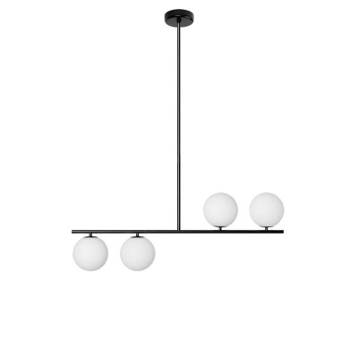 Ceiling lamp Suguri A in L size black on a tube with white glass balls UMMO