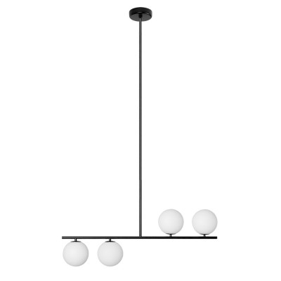 Lampa sufitowa Suguri A w rozmiarze XL czarna na rurce z białymi szklanymi kulami UMMO