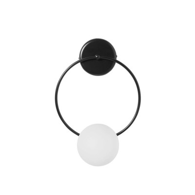 Fuppu B wall lamp sconce with black round frame and white glass shade UMMO