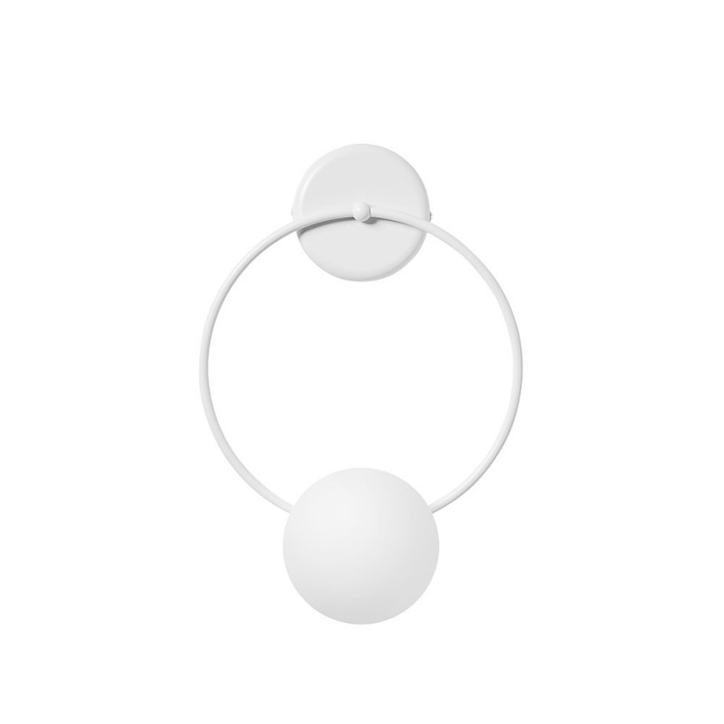 Fuppu B wall lamp sconce with white round frame and white glass shade UMMO