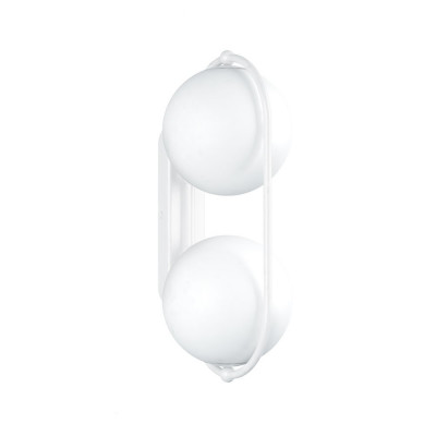 Double wall lamp KOBAN E white oval frame and white glass balls UMMO