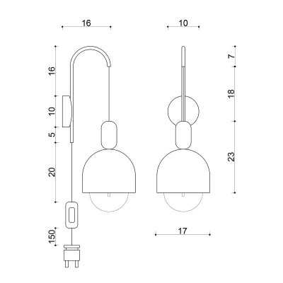 Wall lamp Loft Ovoi white structural with a plug and switch KOLOROWE KABLE