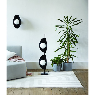 Floor lamp Sallo F black with a decorative lampshades and a white glass balls UMMO