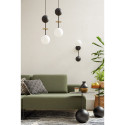Double hanging lamp OIO A2 black with a wooden ball and a decorative brass element UMMO