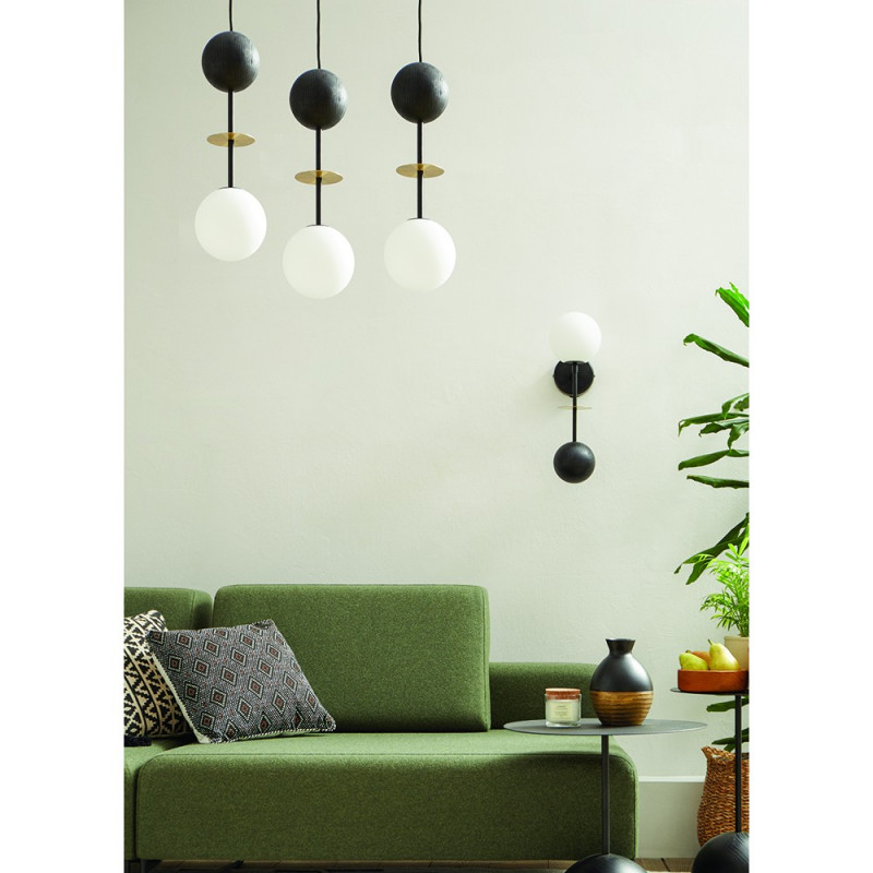 OIO A 3P black triple ceiling lamp / plafond with brass