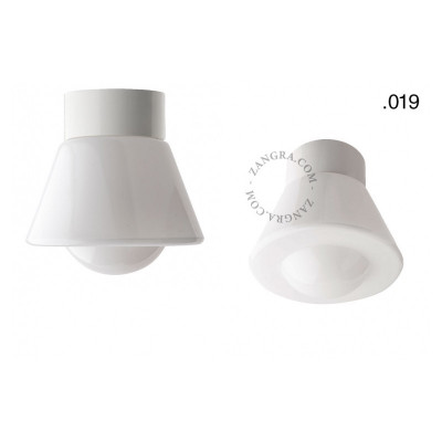 Wodoodporna lampa sufitowa o.016.c.w z mlecznym szklanym kloszem 021 biała Zangra
