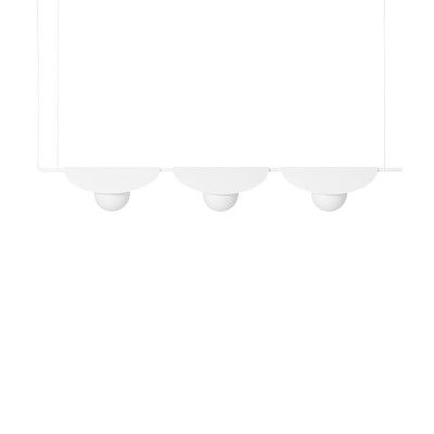 Potrójna lampa wisząca Sallo C biała z dekoracyjnymi kloszami i szklanymi białymi kulami UMMO