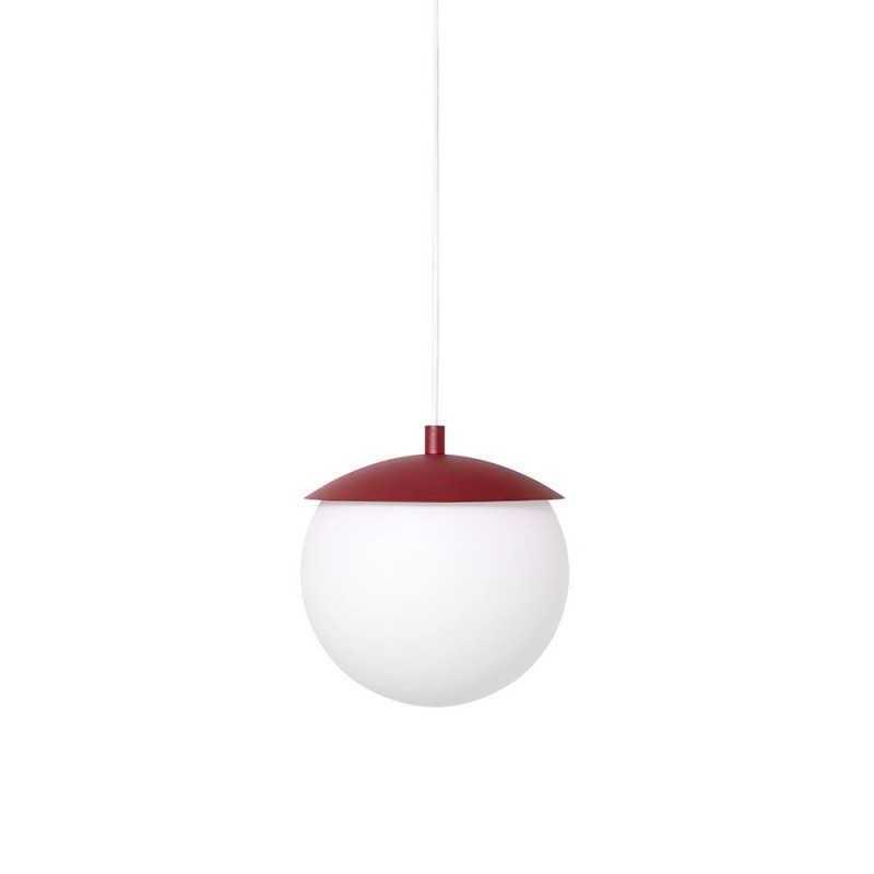 KUUL G ceiling pendant lamp, lampshade white ball, burgundy frame UMMO