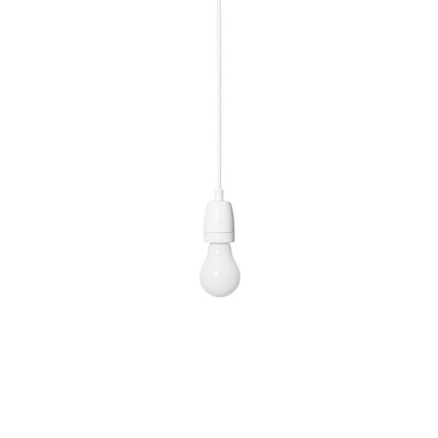 Loft Ceramic white ceramic pendant lamp with a white cable Kolorowe Kable