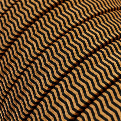 Płaski przewód w kolorowym oplocie Rayon fabric ZigZag Black-Whiskey CZ22 odpowiedni do systemu Filé i Lumet Creative-Cables