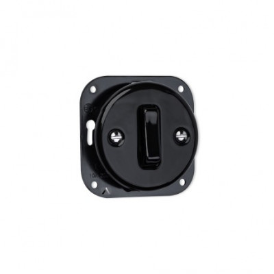 Rustic ceramic flush-mounted single-key bell switch - black without frame Antica Alkri