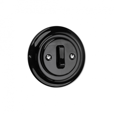 Rustic ceramic flush-mounted single-key bell switch - black without frame Antica Alkri