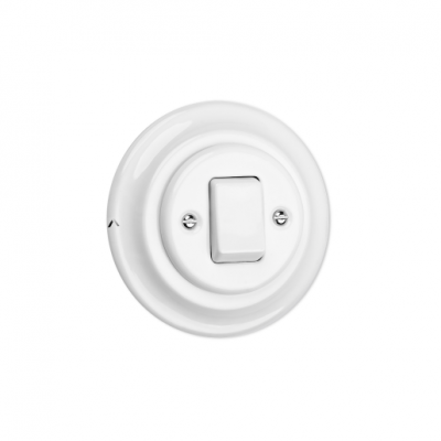 Rustic ceramic flush-mounted single-key cross switch - white without frame Antica Alkri