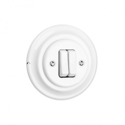 Rustic ceramic flush-mounted double rocker shutter switch - white without frame Antica Alkri