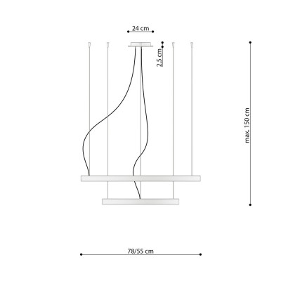 Double modern chandelier RIO 55/78 3000K white THORO