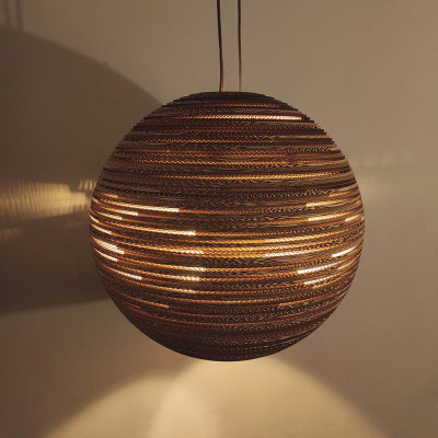Sufitowa lampa wisząca z tektury SFERA 75 lampa ekologiczna SOOA