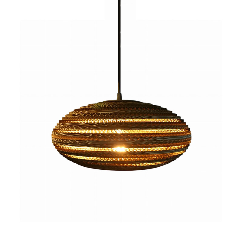 Ceiling oval hanging lamp made of cardboard - STONE 35 ecological lamp SOOA