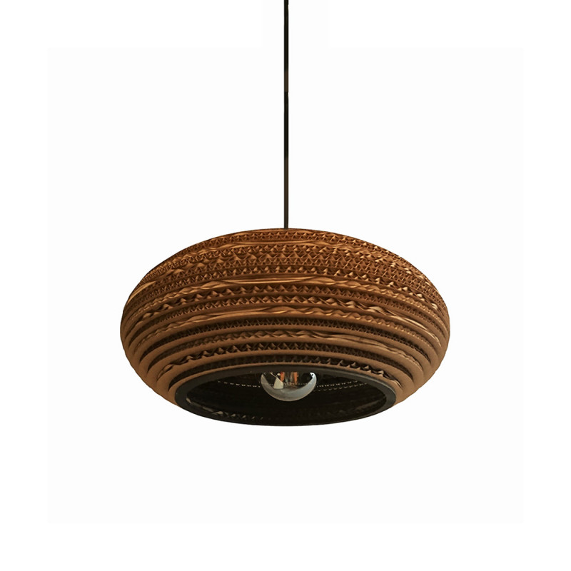Ceiling oval hanging lamp made of cardboard - STONE 35 ecological lamp SOOA