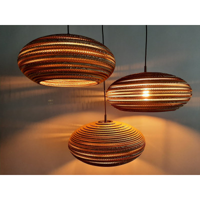 Sufitowa Owalna lampa wisząca z tektury - STONE 45 lampa ekologiczna SOOA