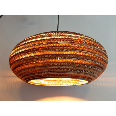 Sufitowa Owalna lampa wisząca z tektury - STONE 45 lampa ekologiczna SOOA