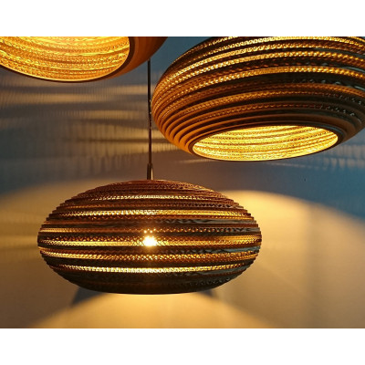 Ceiling oval hanging lamp made of cardboard - STONE 45 ecological lamp SOOA