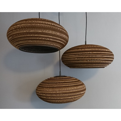 Sufitowa Owalna lampa wisząca z tektury - STONE 45 lampa ekologiczna SOOA