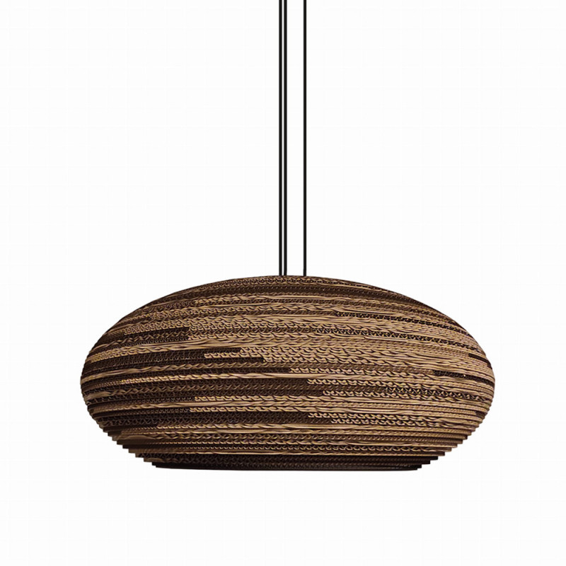 Ceiling oval hanging lamp made of cardboard - STONE 70 ecological lamp SOOA