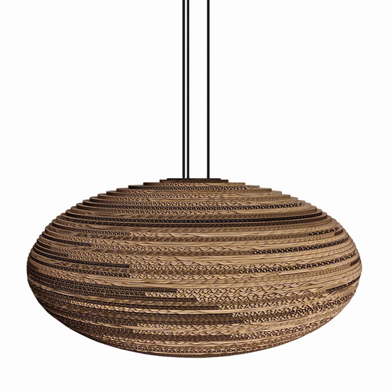 Ceiling oval hanging lamp made of cardboard - STONE 90 ecological lamp SOOA