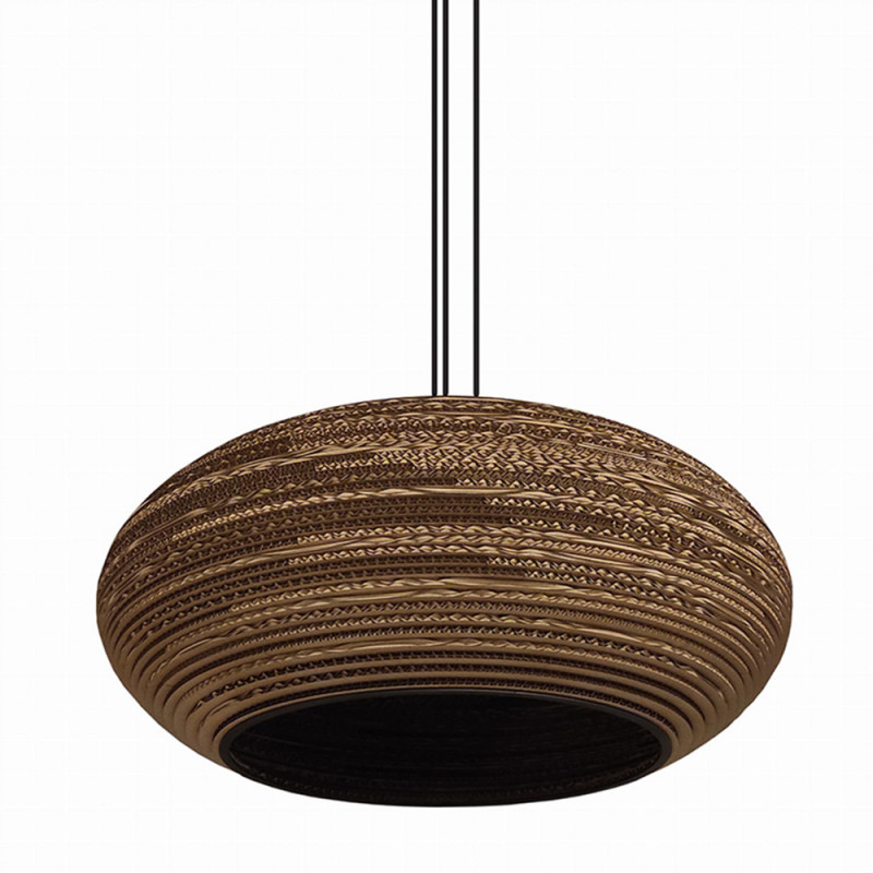 Ceiling oval hanging lamp made of cardboard - STONE 90 ecological lamp SOOA