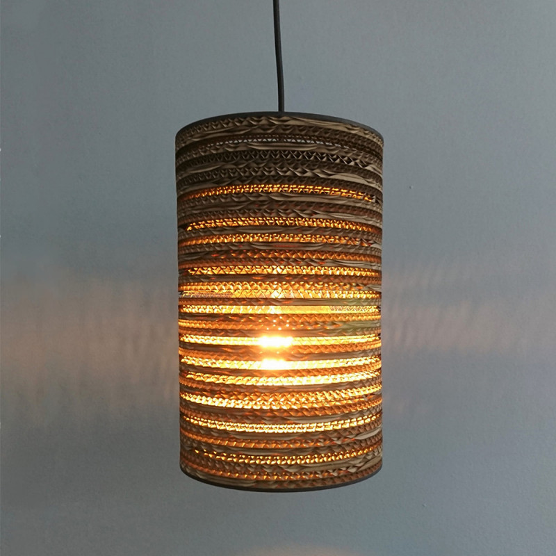 Cylindryczna lampa wisząca z tektury - TAMBURO 20 lampa ekologiczna SOOA