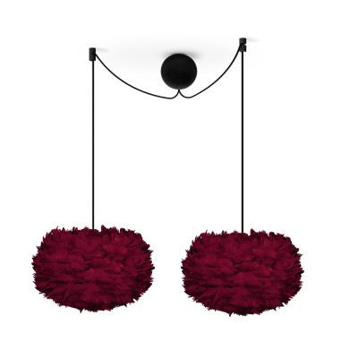 Red lamp with feathers Eos Medium UMAGE