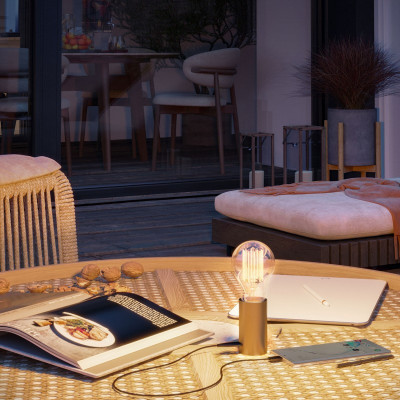 Portable lamp SI! 5V with transparent LED bulb brushed bronze Creative-Cables