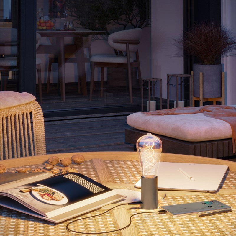 Portable lamp SI! 5V with amber LED bulb brushed titanium Creative-Cables