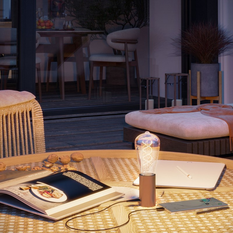 Portable lamp SI! 5V with amber LED bulb brushed copper Creative-Cables