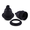 Plastic lamp holder black E27 with ring